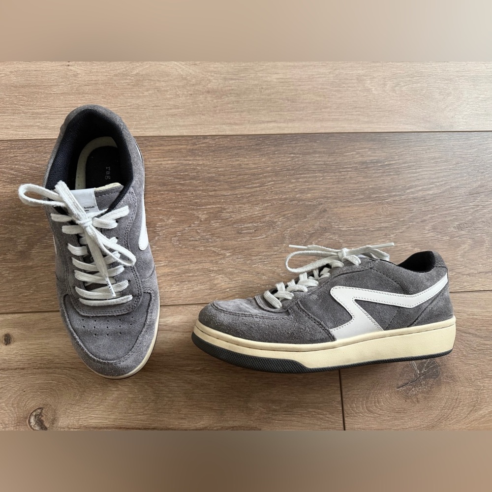 Rag & Bone Retro Court Ecru Gray Suede Ortholite Sneakers Shoes Women's Size 7.5